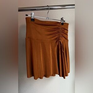 Free People Asymmetrical Ruched Skirt in Rust